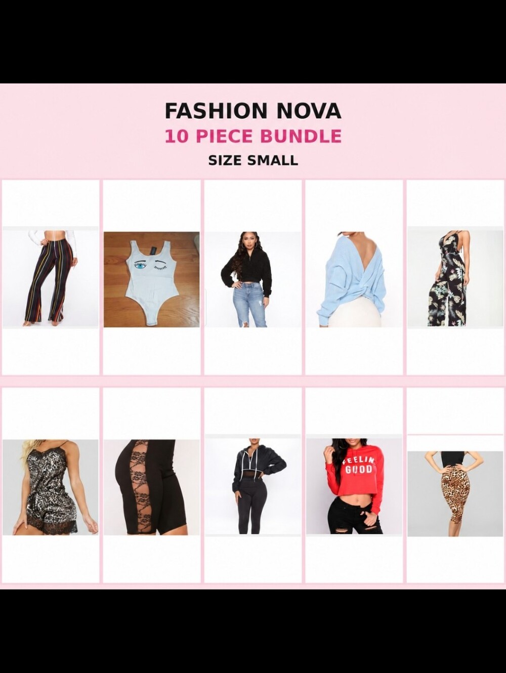 10-Piece Fashion Nova Size Small Clothing Bundle